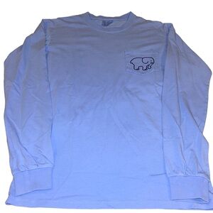 Women/Juniors Ivory Ella Blue Long Sleeve Shirt, Size Small. EUC